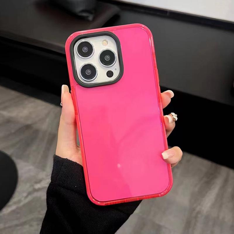 Neon Fluorescent Color Phone Case For iPhone 17 16 15 14 Pro Max Air 16e 11 12 13 Mini Frame Protective Silicone Cover