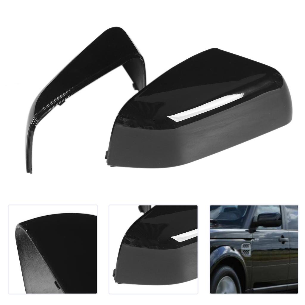 2PCS Door Mirror Cover LR019962 Glossy Black Replacement for LAND ROVER Range Rover Sport Discovery 4 2010‑2013