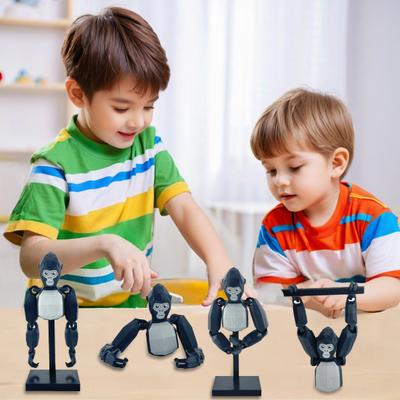 6palcová hračka gorila se stojanem, 3D tištěné pohyblivé klouby, geometrický orangutan, stolní hračka, dekorace, ozdoba, dárek pro hráče a sběratele