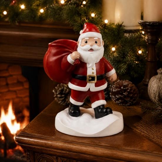 Unique Christmas Gifts for Friends Santa Claus Statue Pen Holder, Mini Potted Plant Desk Organizer Festive Room Accents Christmas, Holiday Tabletop