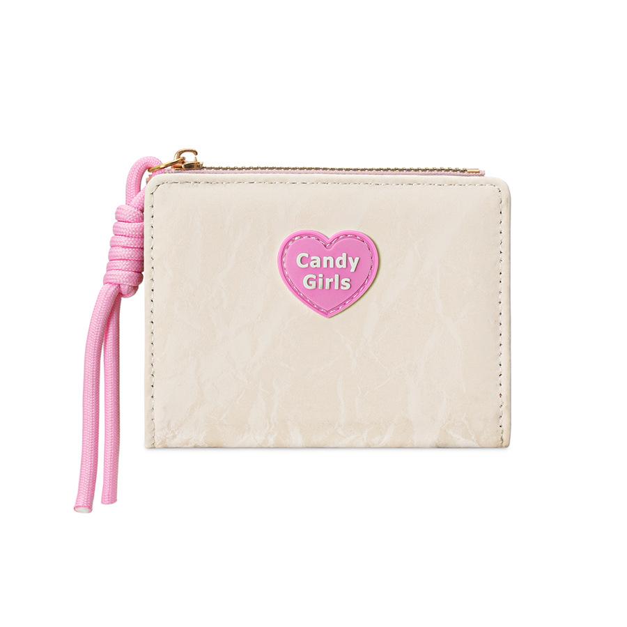 

Women Mini Wallet PU Leather Zipper Coin Purse Cute Heart Candy Girls Short Wallet Card Holder Small Clutch with Tassel белый