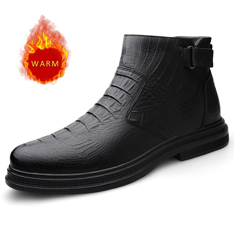 Winter Hot Selling Insulated Men's Cotton Shoes High-end Lgenuine Leather Casual Shoes for Men's Ankle Boots High Top Shoes