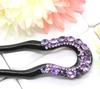 Miaomyao Hair Kanzashi Hair Ornament for and Antique Cubic Zirconia Star Light Design in Black Ornament, U-Shaped Kimono, Yukata, Tomesode, (Purple)