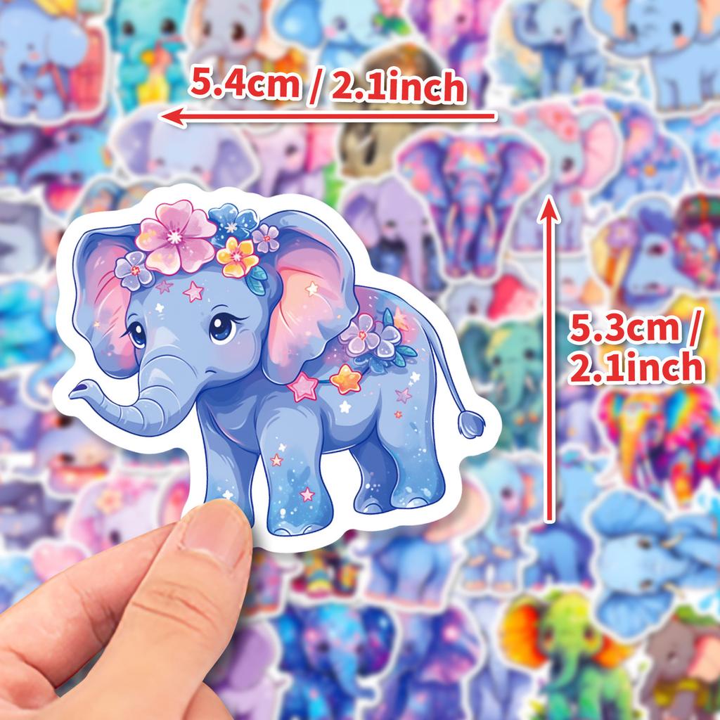 50 Cartoon Cute Elephant Family Stickers TIKTOK New Children's Painted Animal Elephant Graffiti Stickers