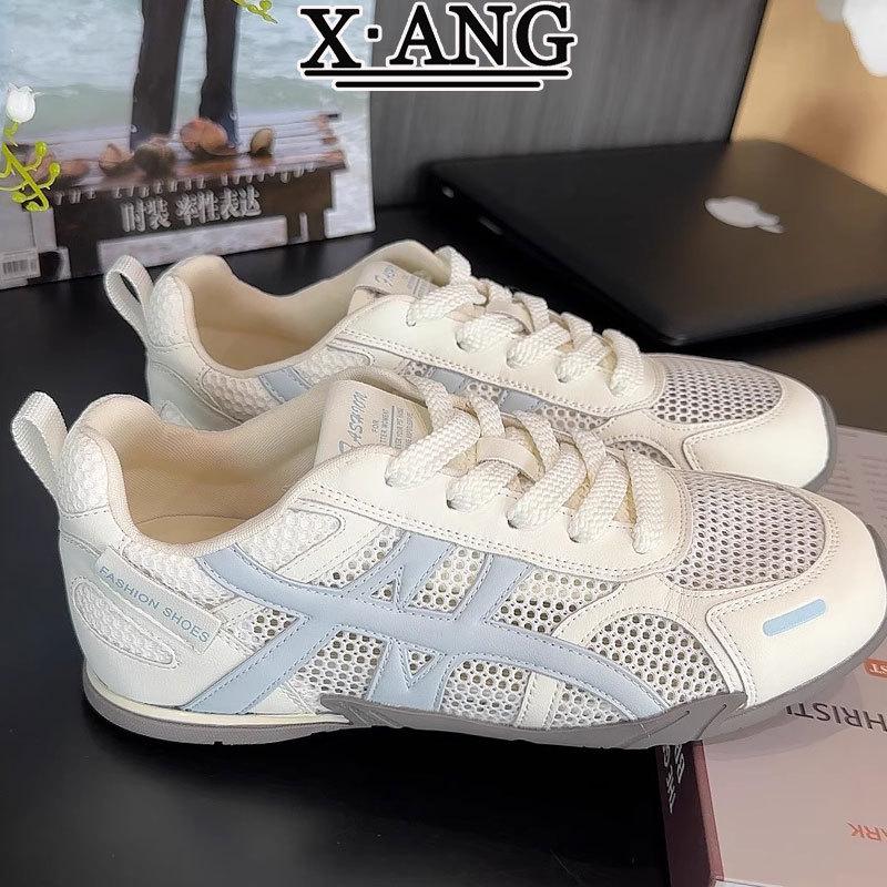 Summer thin mesh breathable leather women's shoes soft sole new casual sports shoes
