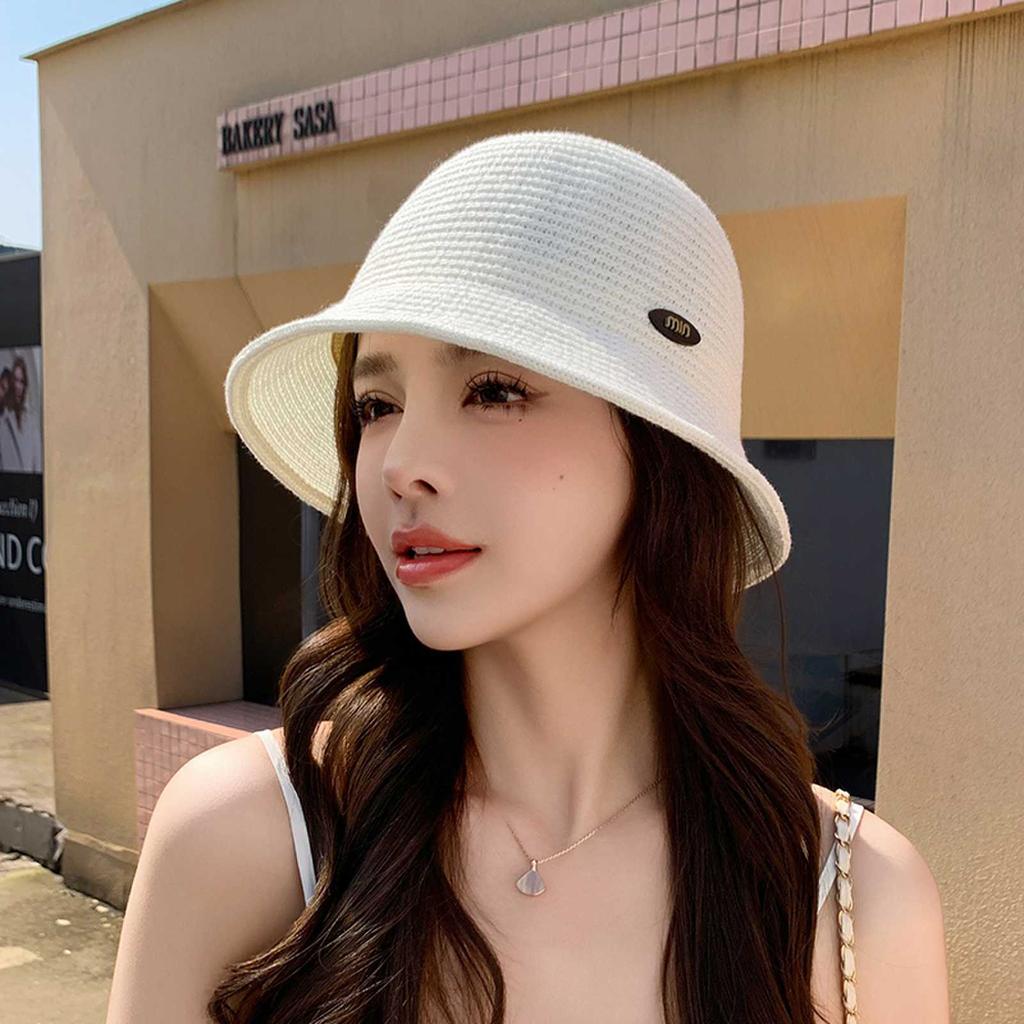 New Breathable Cotton Yarn Knitted Bucket Hat Women's Fashion Versatile Summer Outing Visor Casual and Elegant