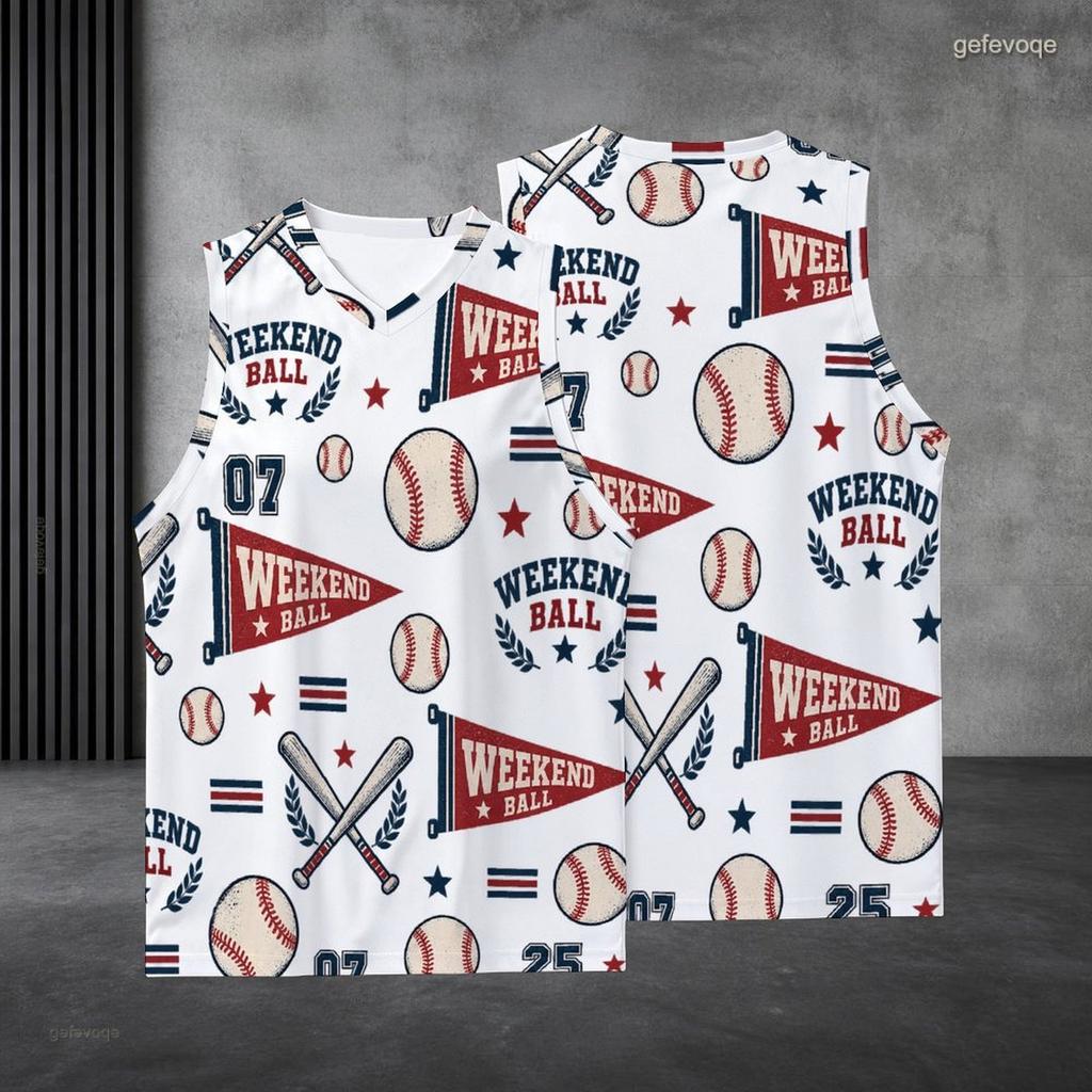 Men Plus Size V Neck Sleeveless Basketball Printed White Tank Top