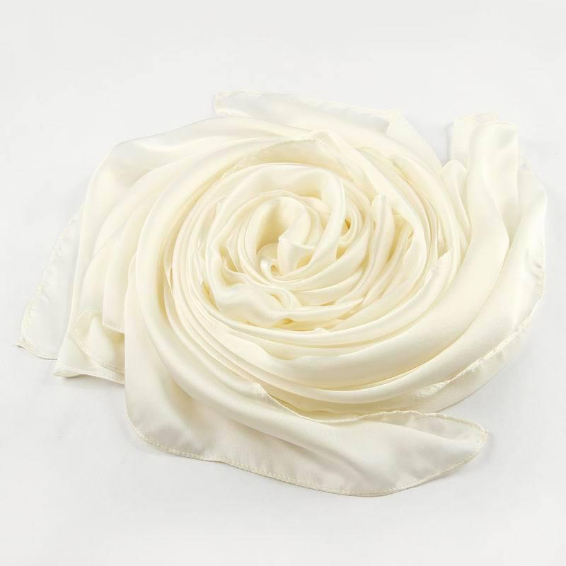 Women's Versatile Long Satin Scarf - Solid Color, Summer Sunscreen Shawl