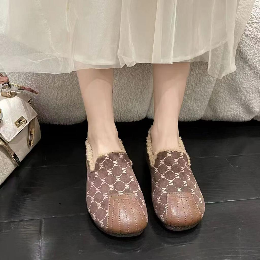 Soft-soled Velvet Beanie Shoes Winter New Warm Fluffy Shoes Lazy One-pedal Casual Women's Cotton Shoes