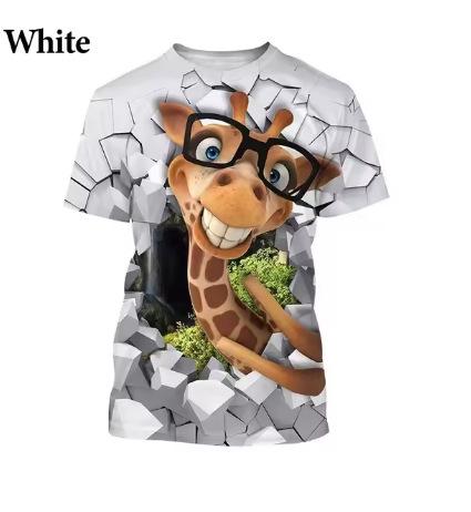 Summer Fun Men's T-Shirt Top 3D Printed Giraffe Animal T-Shirt O-Neck Oversized Shirt Men's Clothing