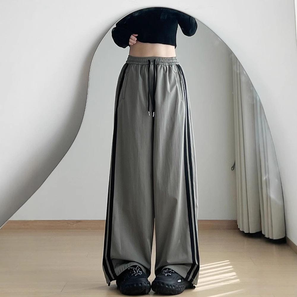 Gray Work Pants for Women In Summer Latest High-waist Comfortable Fit Drooping Niche Design Lazy Wide-leg Pants