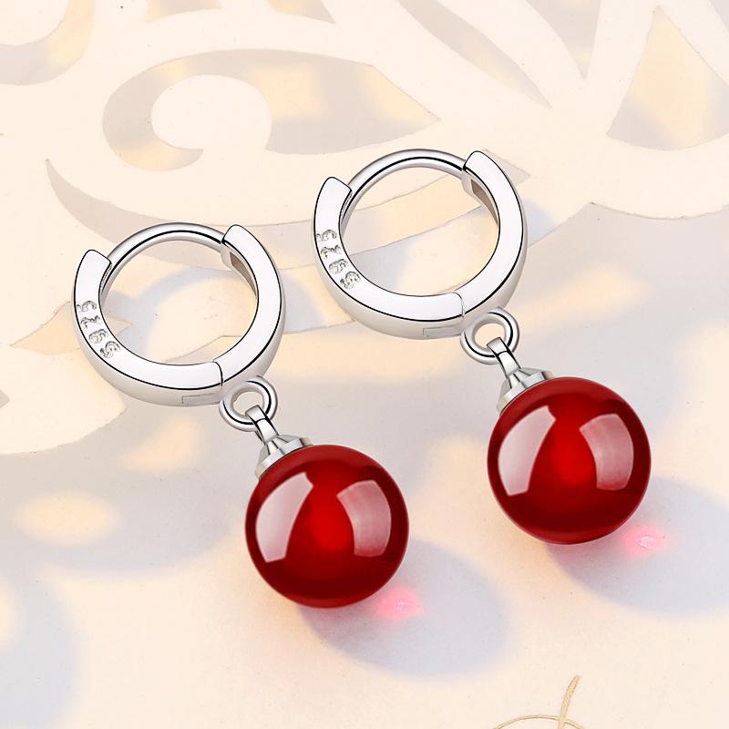 

Темпераментные серьги средней длины Жемчужные серьги-клипсы Модные и универсальные Серьги с бусинами из красного агата Женские украшения для ушей