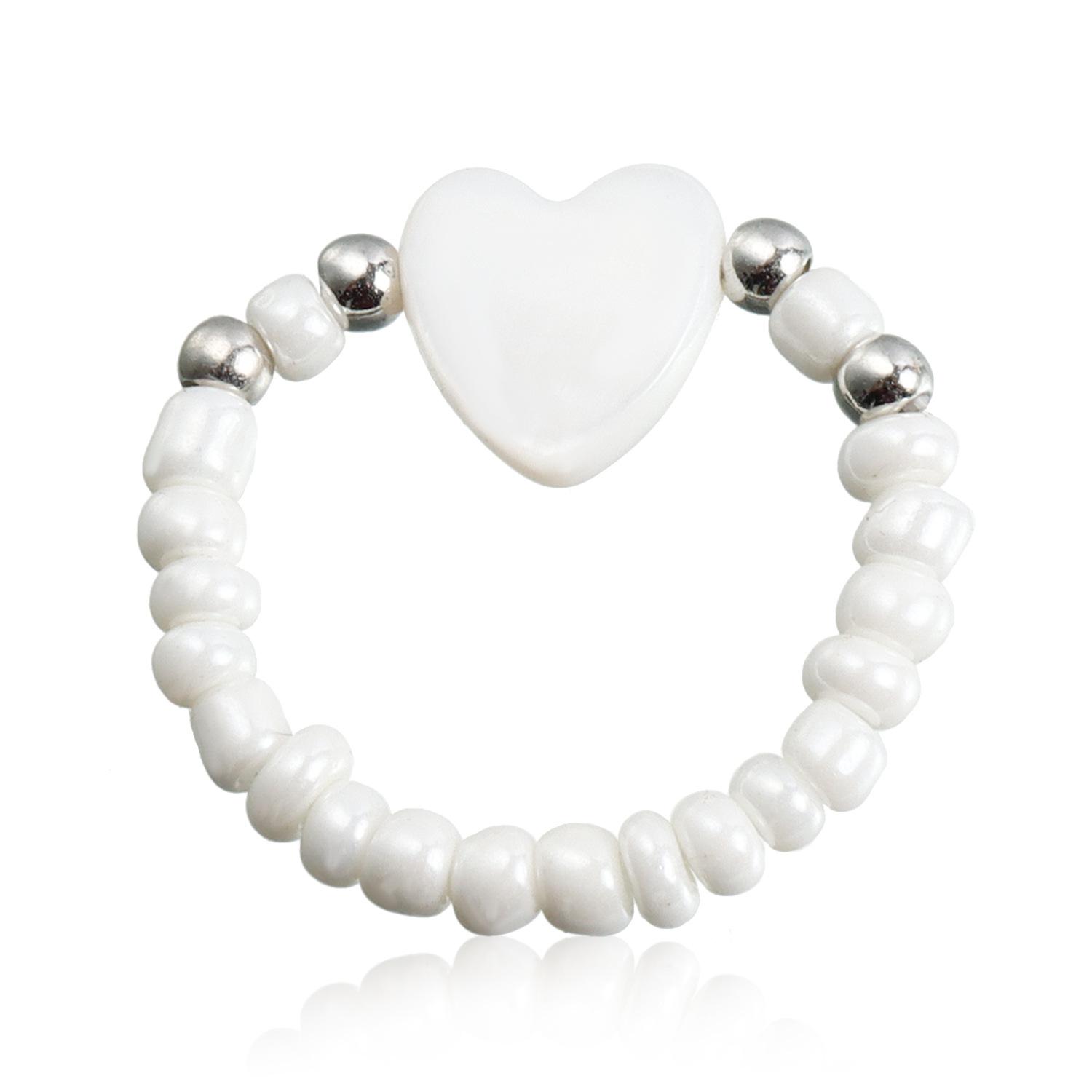 Bohemian Rice Beads Necklace for Women White Color Heart Imitation Pearl Necklace Set Fashion Jewelry