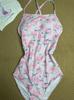 Damen Plus Size Pinkes Dreieck Racing Badeanzug - Sportlich & Niedlich
