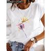 Dragonfly butterfly print blouse loose women's short-sleeved T-shirt round neck casual fashion daily