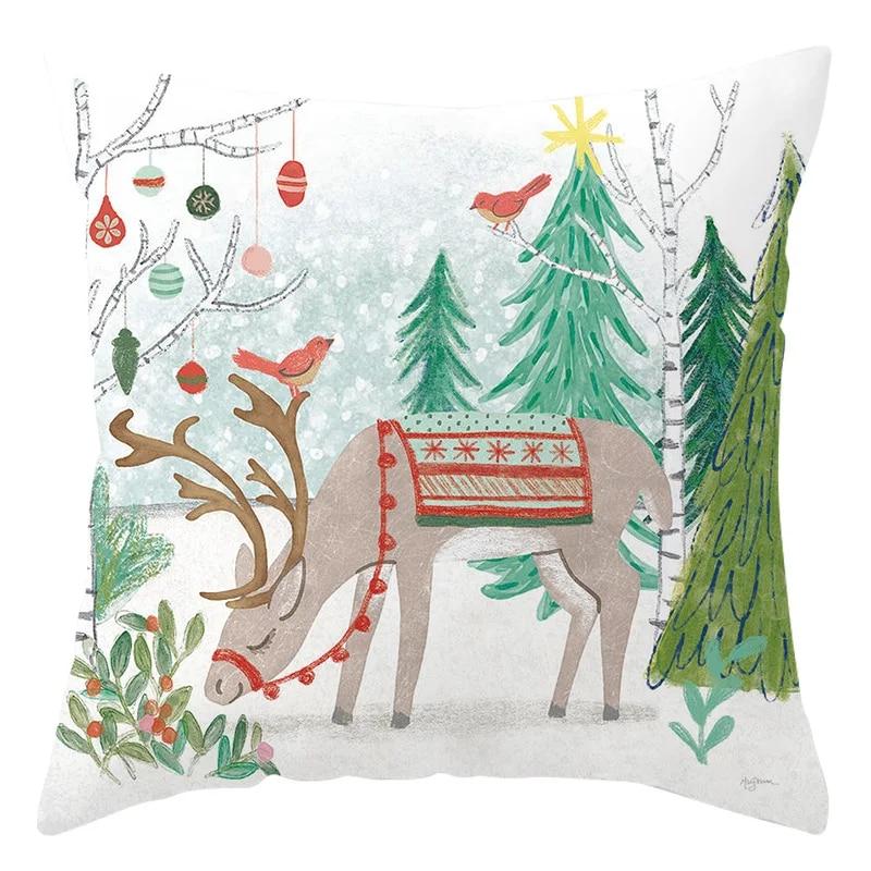 2024 neue Schneeflocke Elch Weihnachten Kissenbezug Sofa Ornament Büro Sitzkissen Abdeckung Schlafzimmer Dekoration Urlaub Geschenk