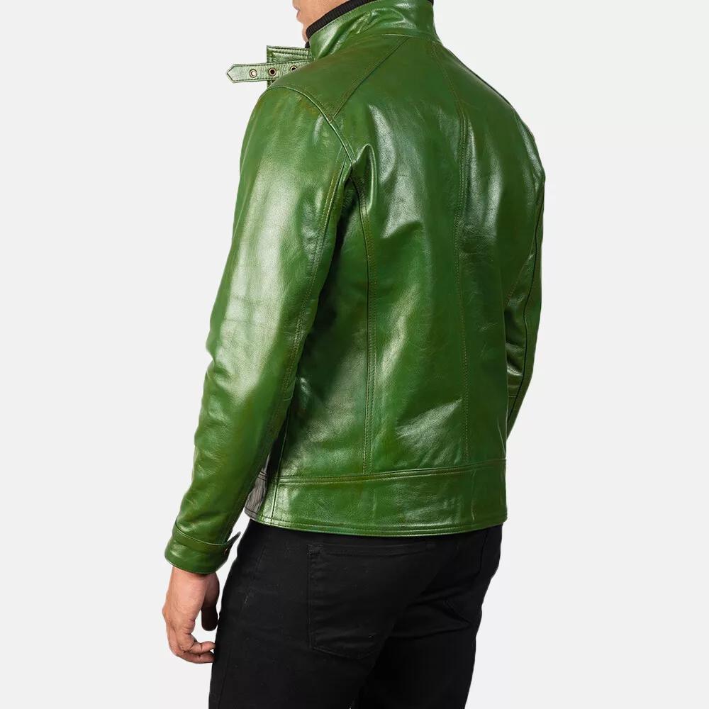 New Men Jacket Green Genuine Lambskin Real Leather Handmade Lambskin Soft Stylish