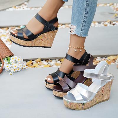 Sandali con Zeppa da Donna Tendenza Estiva Scarpe con Plateau Moda Donna Sandali Romani con Fibbia Open Toe Leggeri per il Tempo Libero e le Vacanze