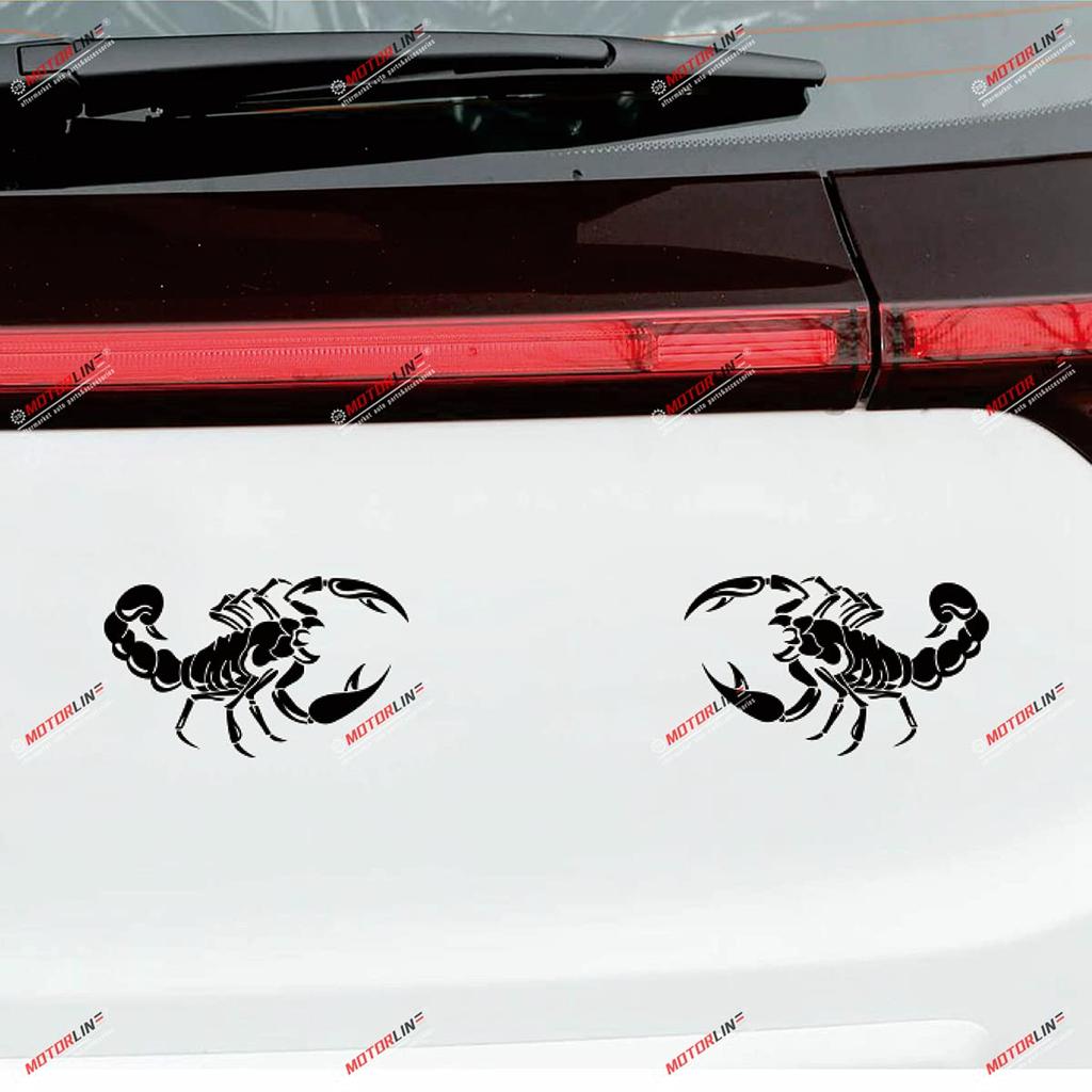 Pair Mirror Image 6" Black Scorpion Decal Bumper Sticker Car Vinyl