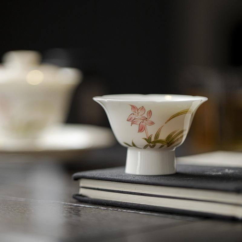 Handmade Ceramic Teacups Floral Porcelain Tea Bowls Retro Twa Cup Chinese Kung Fu Teacup Household Teaware Drinkware Master Cup