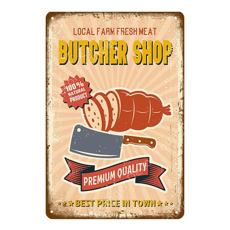 BBQ Steak House Grill Party Vintage Poster Wall Decor For Bar Pub Kitchen Home Plate Barbecue Metal Signs Painting Plaque YJ187