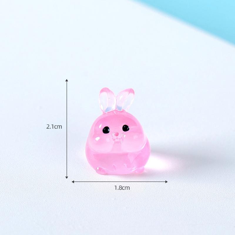 Cute Glow-in-the-dark Little Rabbit Animal Figurine Decorative Accessories Mini Car Desktop Ornaments