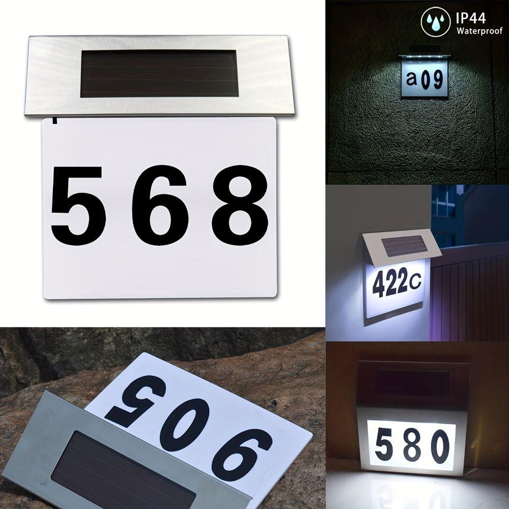 Solar-Powered LED Address Sign Rainproof Home Door Number Lights Solar Lights for Outside Garden