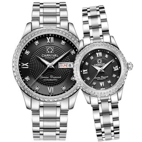 

Carnival Couple s Watches, Men s and Women s Automatic Mechanical Watches, Romantic Couple s Set, Black