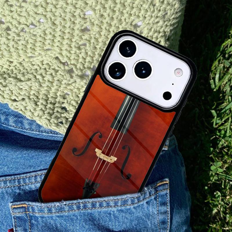 Wood Cello Violin Phone Case For iPhone 17 AIR 16 Pro Max 15 14 Pro 11 12 13 Shockproof Silicone Cover