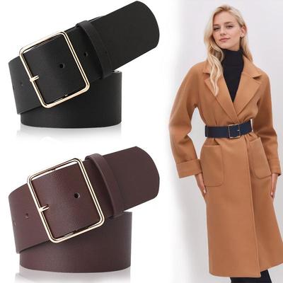 Chic Women's Wide Buckle Belt: Stylish Accessory for Down Jackets, Trench Coats, and Jeans