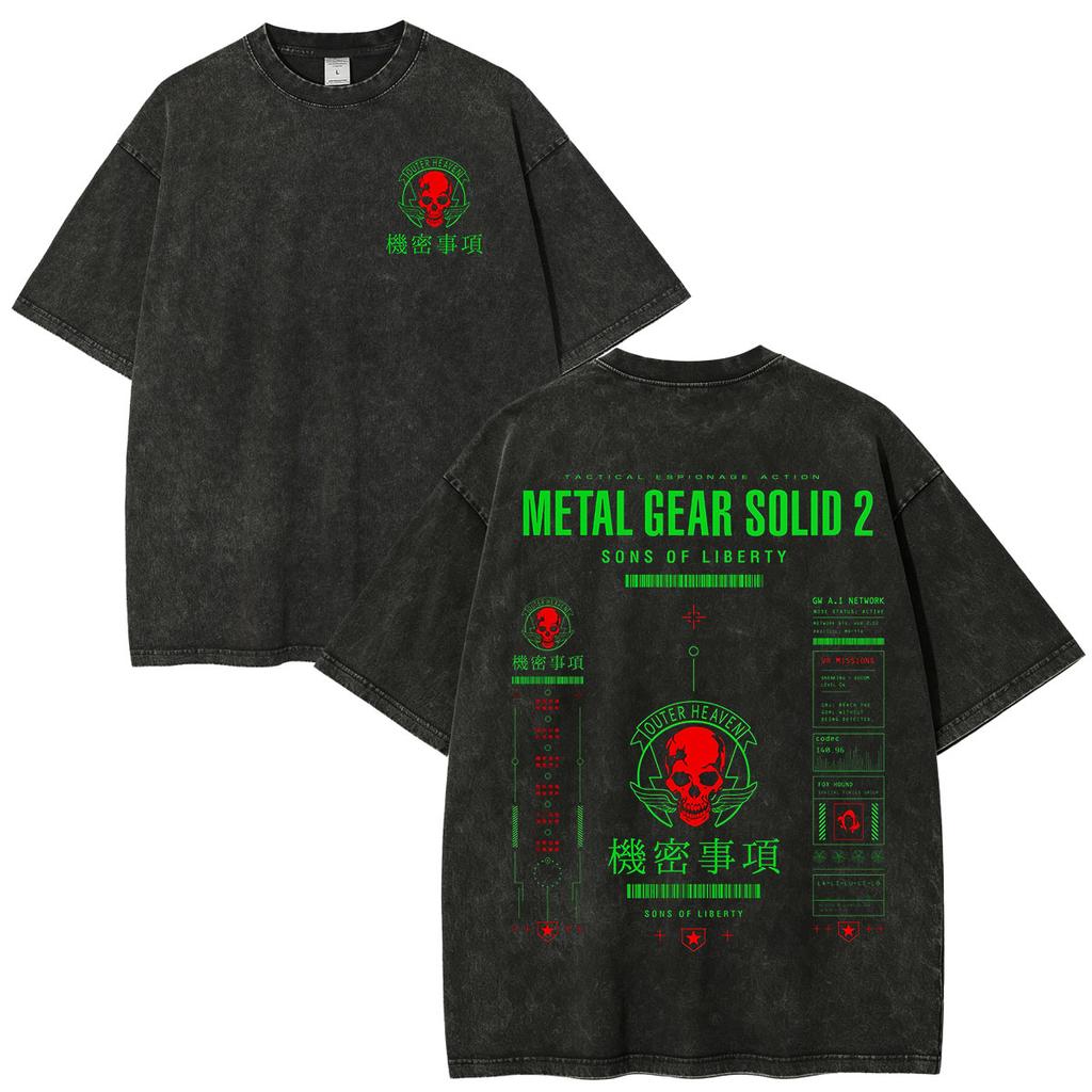 GAME Metal Gear Solid 5 The Phantom Pain Venom Snake Vintage Washed T-shirts Men Women Oversized Short Sleeve T Shirt Streetwear High Quality Tops