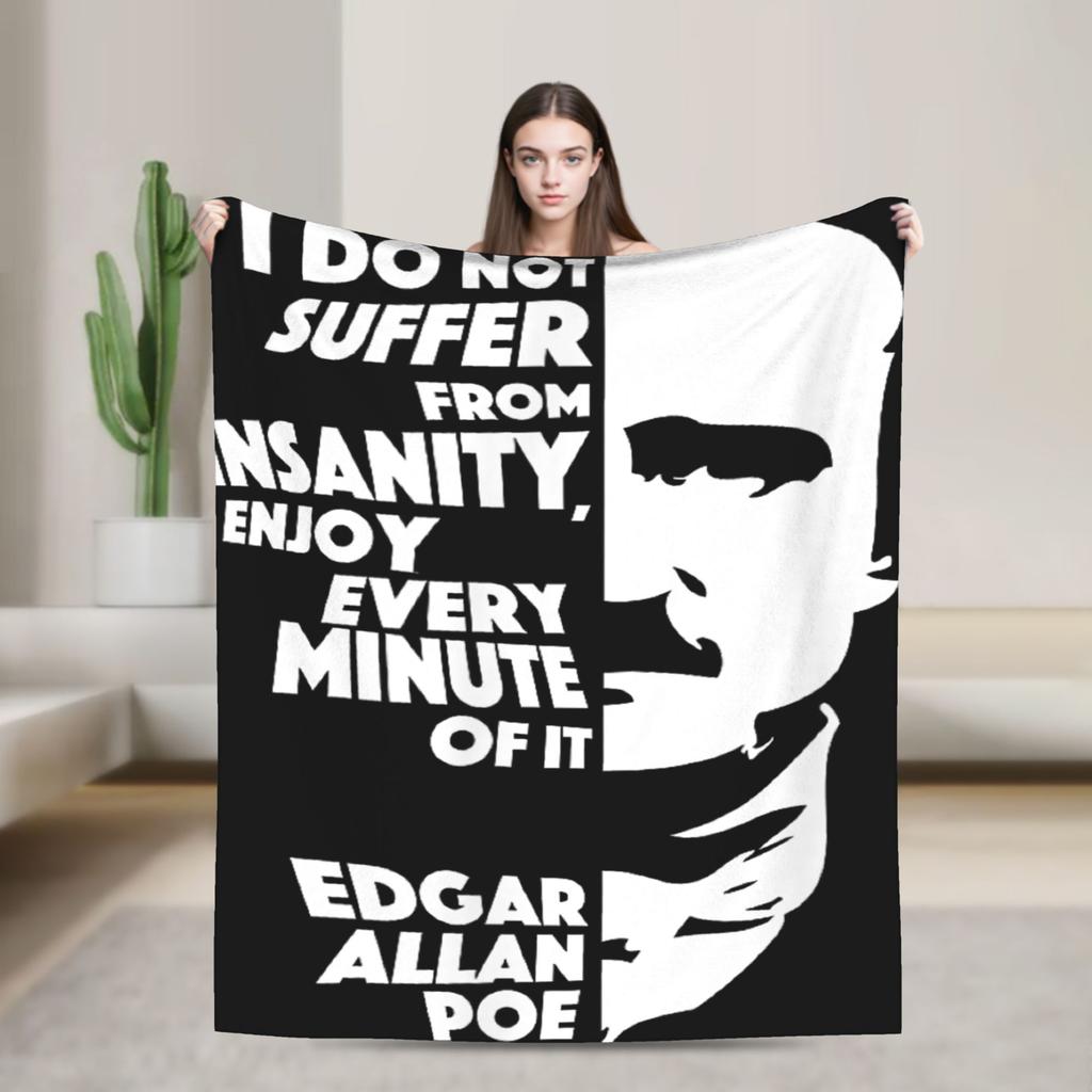 Gothic Edgar Allen Poe The Raven Nevermore Blanket Warm Soft Street Trend Plush Throw Blanket For Home Decor Flannel Bed Cover