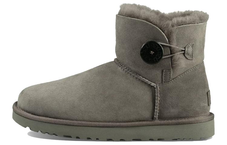 UGG Mini Bailey Button Ii Boot Fleece Lined Gray Women s 1016422-GREY 36