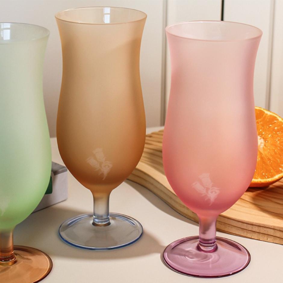 Pastel Frosted Glass Goblets Drinkware Home High-footed Cups Home Kitchen Party Bars Cocktail Glasses Beverage Juice Decor Gifts