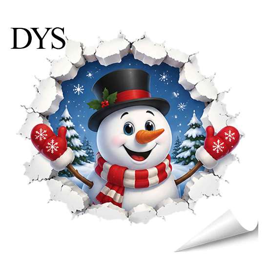 Festive Home Decoration 3D Christmas Wall Stickers, Self?Adhesive PVC Decals, Reindeer Santa Party Decorations Gingerbread Snowman Xmas Decor