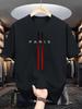 Men's 100% pure cotton summer casual loose fashion Paris letter printed comfortable round neck short sleeved T-shirt top