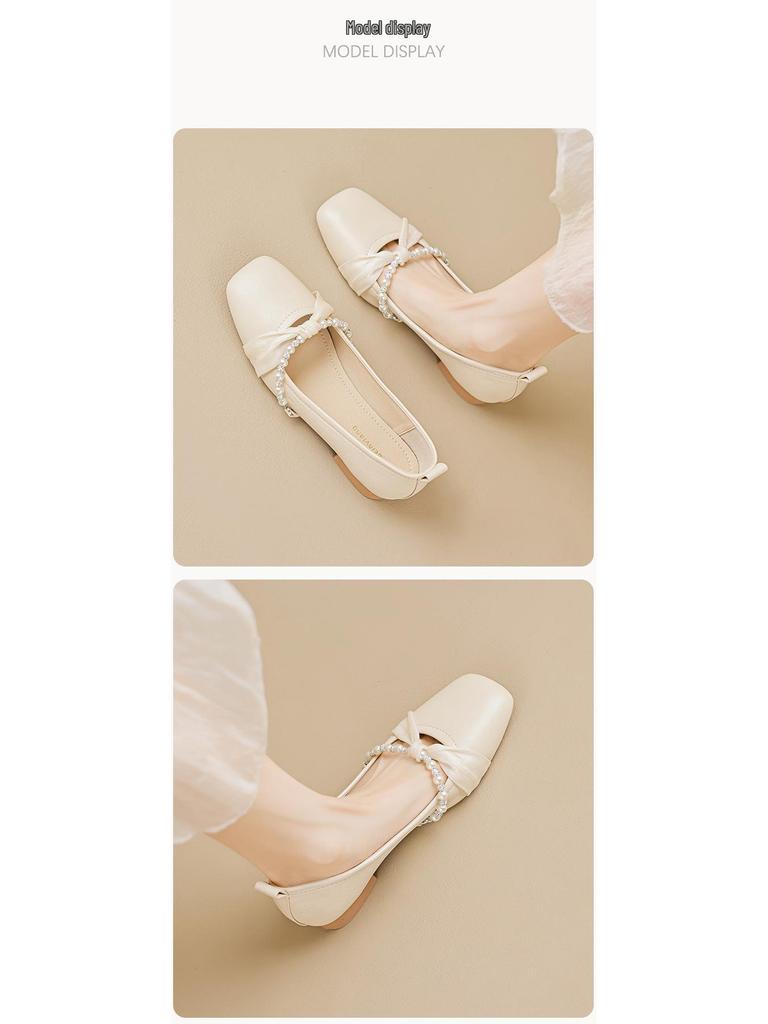 Weiwei 9169-8 Dámské letní boty na robustním podpatku se čtvercovou špičkou a korálky, nadměrná velikost, pohádkový styl, k sukni.