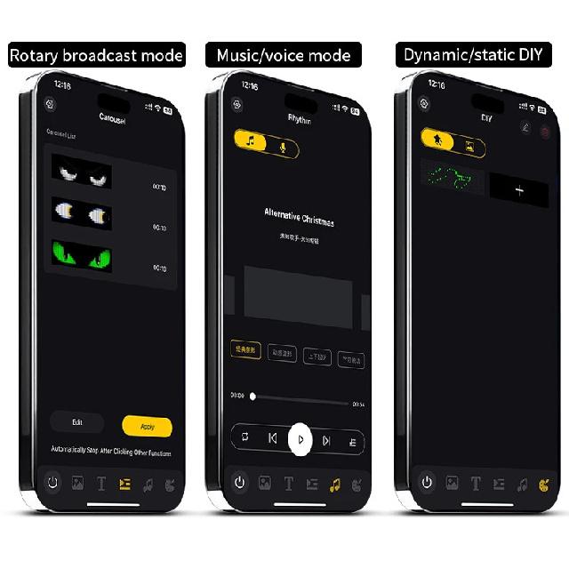 New APP Control  LED Truck Car Devil Eye Light Scrolling Pixel Panel For Board Windshield Free Custom Text 12V 24V 120/150/200cm