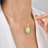 Jewelry Fashion Ladies Stainless Steel Zircon Oval Virgin Gold Pendant Necklace Pn-2158