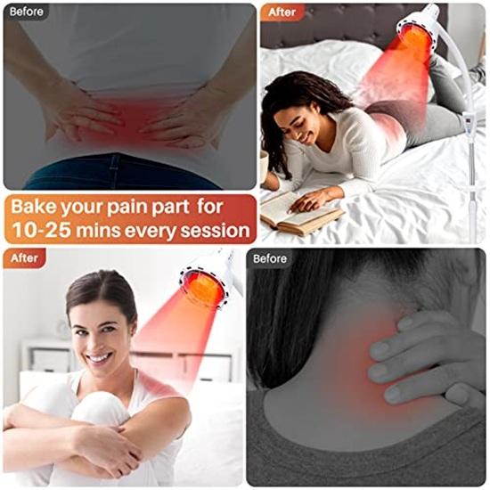 Infrared Light Therapy 275W Red Infrared Therapy Lamp for Body or Pain Therapy Device with Timer and Adjustable Height Stand