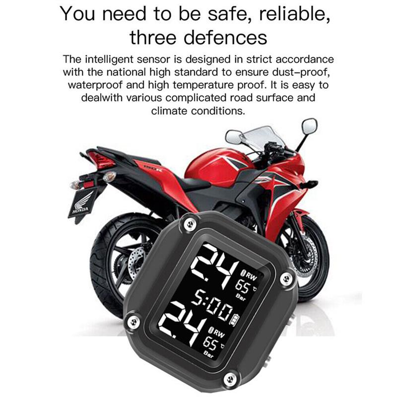 M5 Motocyklový TPMS Bezdrátový Motocyklový Motocyklový Systém Monitorování Tlaku v Pneumatikách s 2 Externími Senzory 5 Metod Alarmu