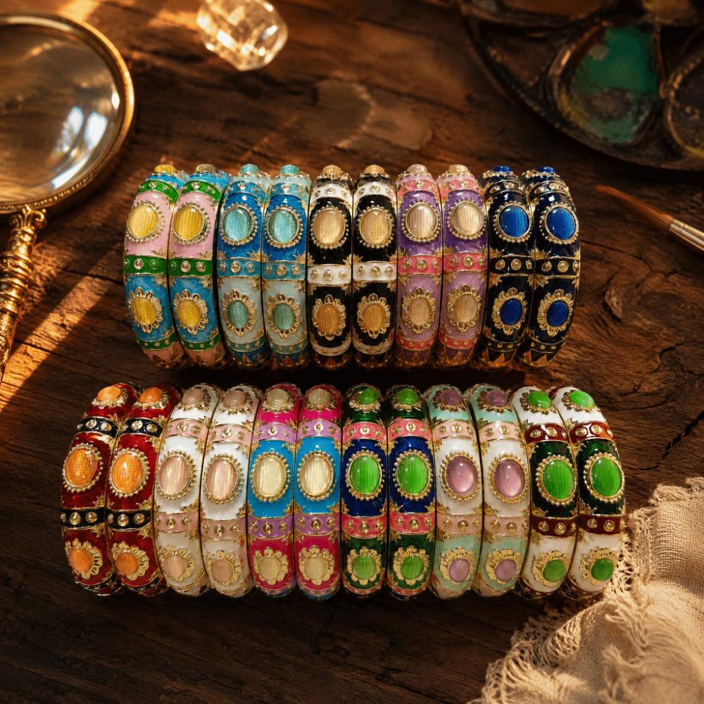 Widen Enamel Bracelet 1.4cm Faux Cat‑Eye Enamel Bangle Enamel Bangle  For Women / Adults
