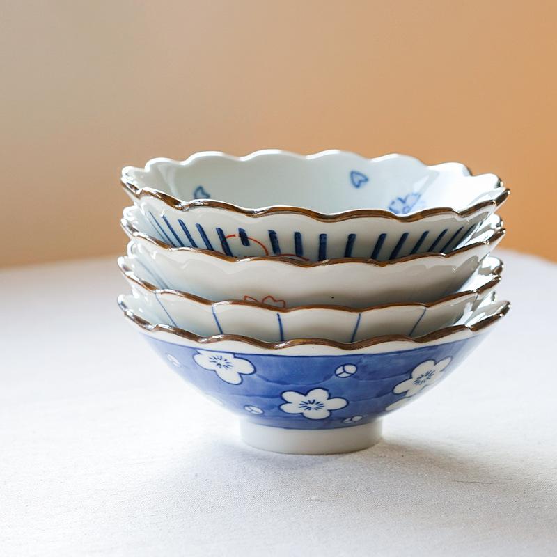 Japanese Underglaze Colored Snack Bowl,Retro High-value Dessert Complementary Fruit Bowl,Kitchen Tableware Multifunctional Bowls