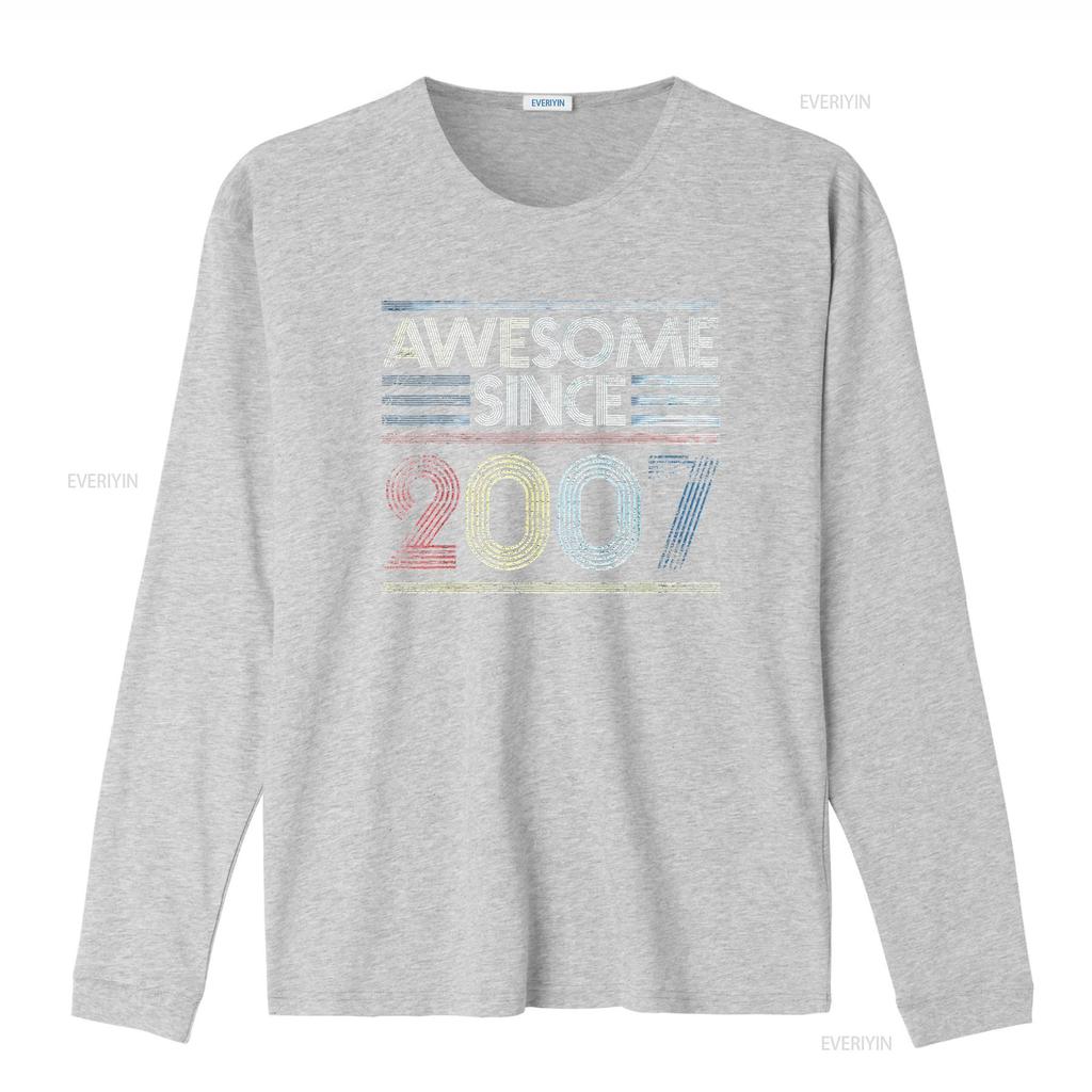 Womens Vintage 15Th Birthday s Awesome Since 2007 T Shirt Black 2XL vintage Washed Breathable Stylish Comfortable Unisex