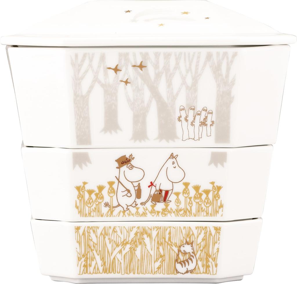 Yamaka Shoten MOOMIN Special Jubako 17 x 17 x 16 Jubako Perfect for Cherry Blossom First and Other Made in "Setsubun Day" 3-Tiered Box, Approx. cm,