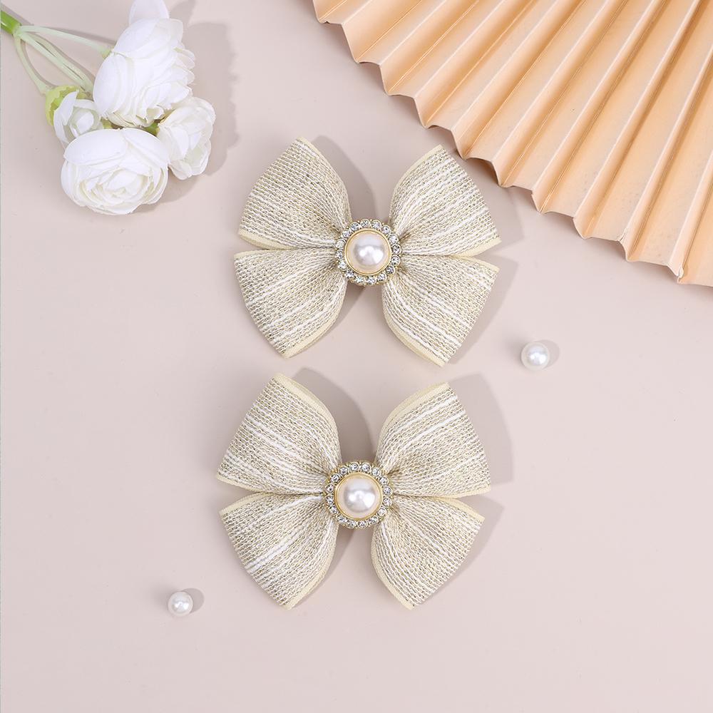 2Pcs Crystal Bow Hair Clips Elegant Sparkling Stripe Hairpins Girls Women Children Korean Style Headwear Headdress Accessories