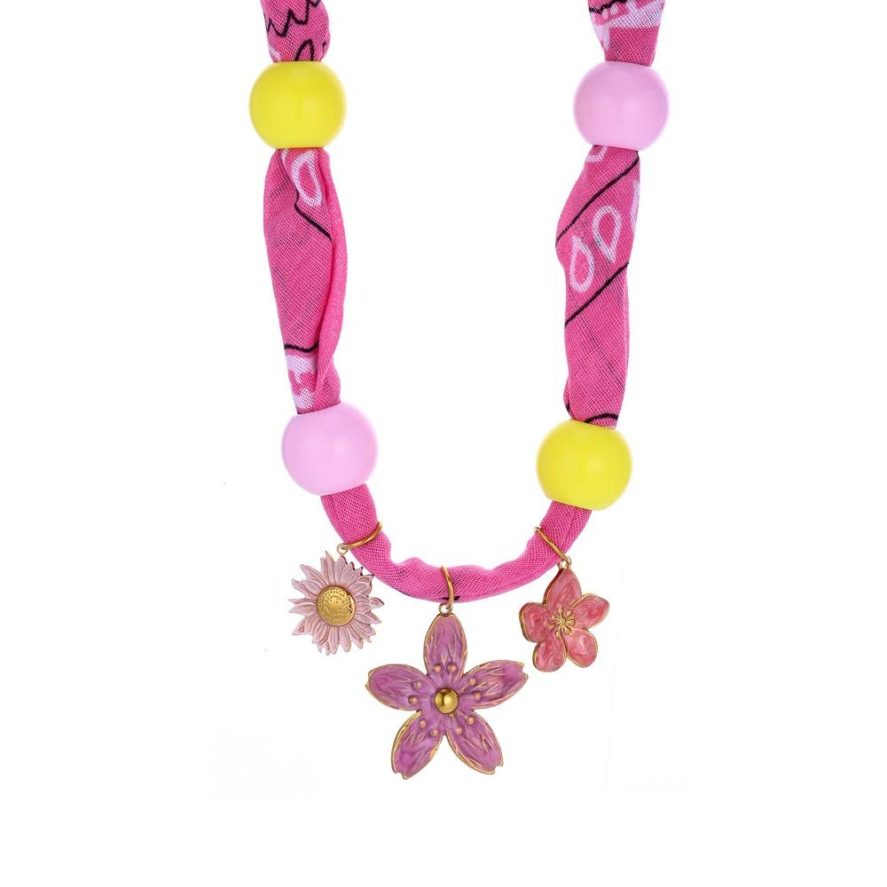 Personality Flower Scarf Chain Necklace Ethnic Style Ocean Series Necklace Nylon Rope Choker  Women