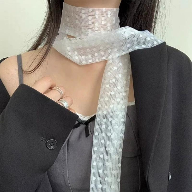 Polka Dots Chiffon Transparent Breathable Sunscreen Shawl Female Summer Thin Long Beach Towel Sun Silk Scarf