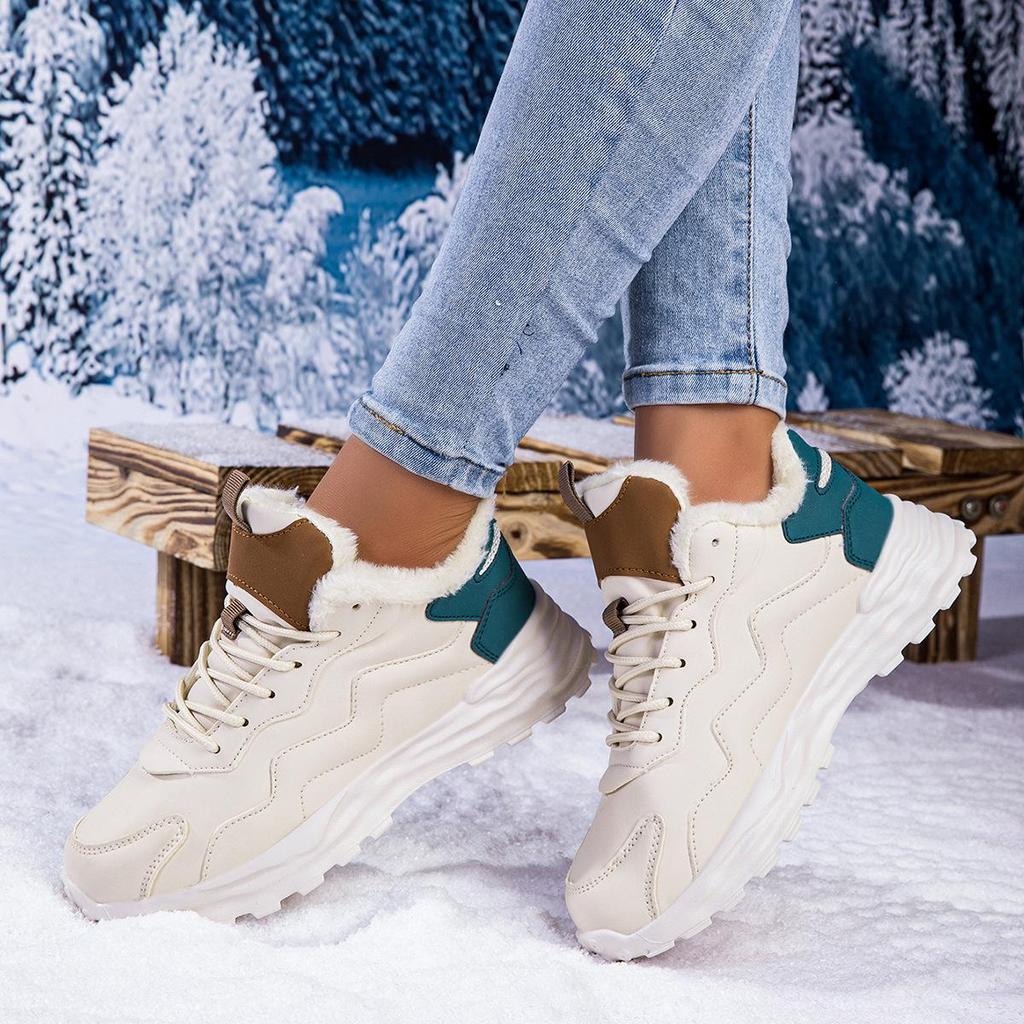 Women's Winter Leather Velvet-Lined Warm Casual Outdoor Shoes