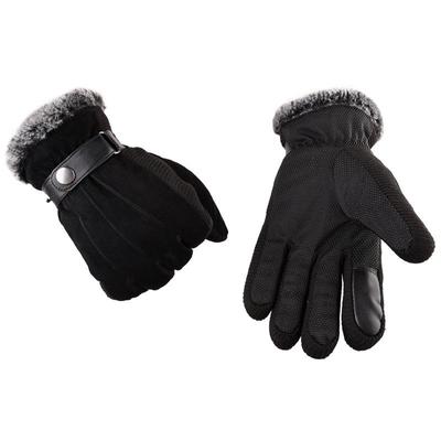 7 Types Pigskin Mens Winter Warm Gloves Leather Thicken Cotton Windproof Driving Mittens